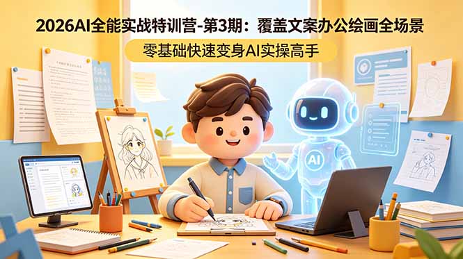 2026AI全能实战特训营-第3期：覆盖文案办公绘画全场景 零基础快速变身AI实操高手-HEIXMI（中国站）