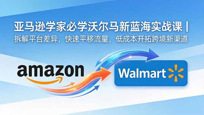 亚马逊卖家必学沃尔玛新蓝海实战课｜拆解平台差异，快速平移流量，低成本开拓跨境新渠道-HEIXMI（中国站）