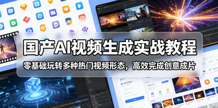 国产AI视频生成实战教程，零基础玩转多种热门视频形态，高效完成创意成片-HEIXMI（中国站）