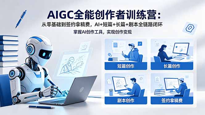 AIGC全能创作者训练营：从零基础到签约拿稿费，AI+短篇+长篇+剧本全链路闭环-HEIXMI（中国站）