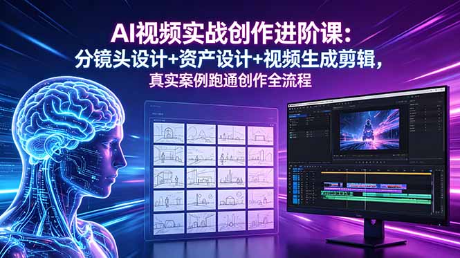 AI视频实战创作进阶课：分镜头设计+资产设计+视频生成剪辑，真实案例跑通创作全流程-HEIXMI（中国站）