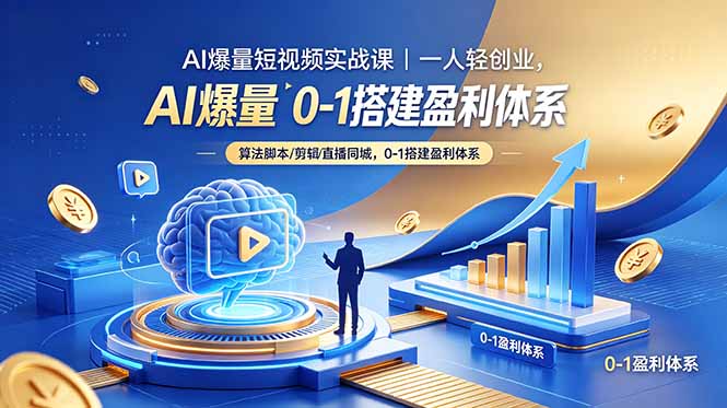 AI爆量短视频实战课｜一人轻创业，算法脚本剪辑直播同城，0-1搭建盈利体系-HEIXMI（中国站）