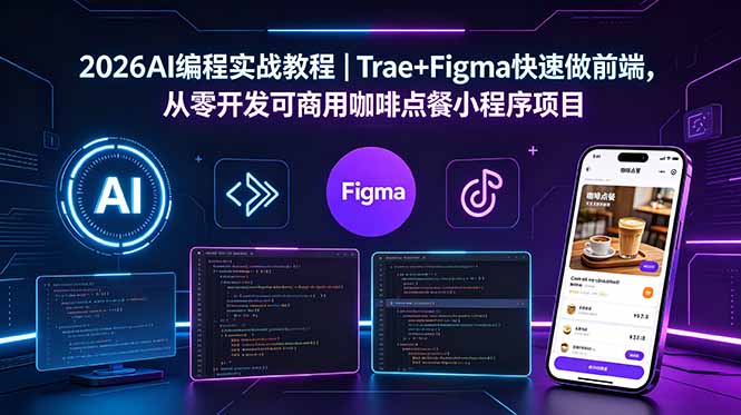 2026AI编程实战教程｜Trae+Figma快速做前端，从零开发可商用咖啡点餐小程序项目-HEIXMI（中国站）