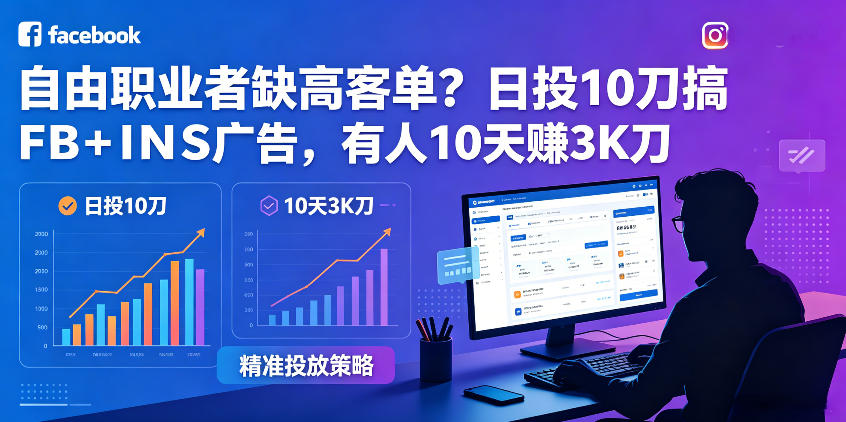 自由职业者缺高客单？日投10刀搞FB+INS广告，有人10天赚3K刀！【原创双语字幕】-HEIXMI（中国站）