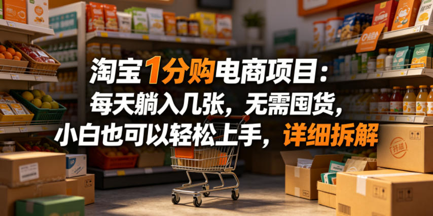 淘宝1分购电商项目：每天躺入几张，无需囤货，小白也可以轻松上手，详细拆解-HEIXMI（中国站）