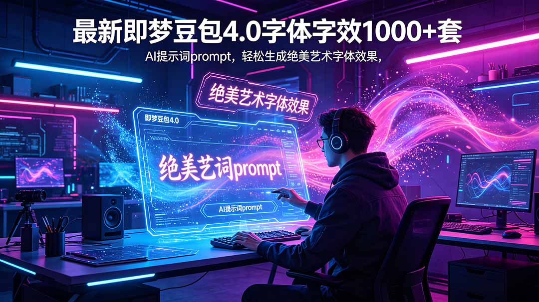 最新即梦豆包4.0字体字效1000+套，AI提示词prompt，轻松生成绝美艺术字体效果-HEIXMI（中国站）