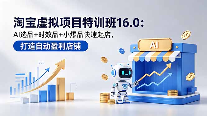 淘宝虚拟项目特训班16.0：AI选品+时效品+小爆品快速起店，打造自动盈利店铺-HEIXMI（中国站）