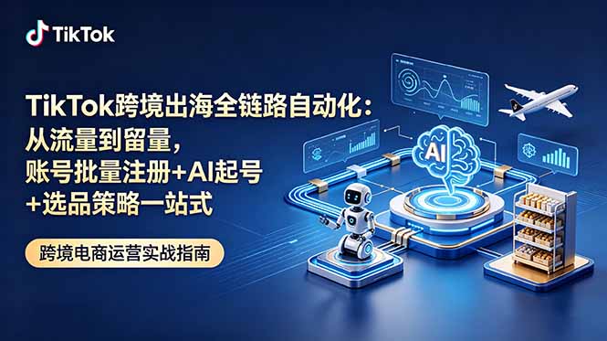 TikTok跨境出海全链路自动化：从流量到留量，账号批量注册+AI起号+选品策略一站式-HEIXMI（中国站）