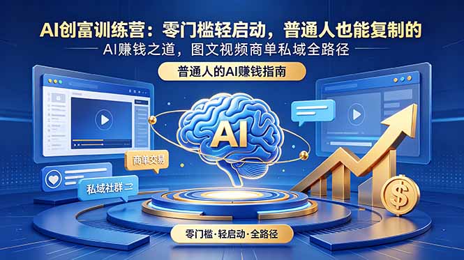 AI创富训练营：零门槛轻启动，普通人也能复制的AI赚钱之道，图文视频商单私域全路径-HEIXMI（中国站）