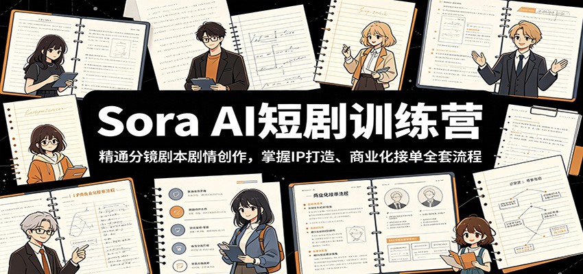 Sora AI短剧训练营：精通分镜剧本剧情创作，掌握IP打造、商业化接单全套流程-HEIXMI（中国站）