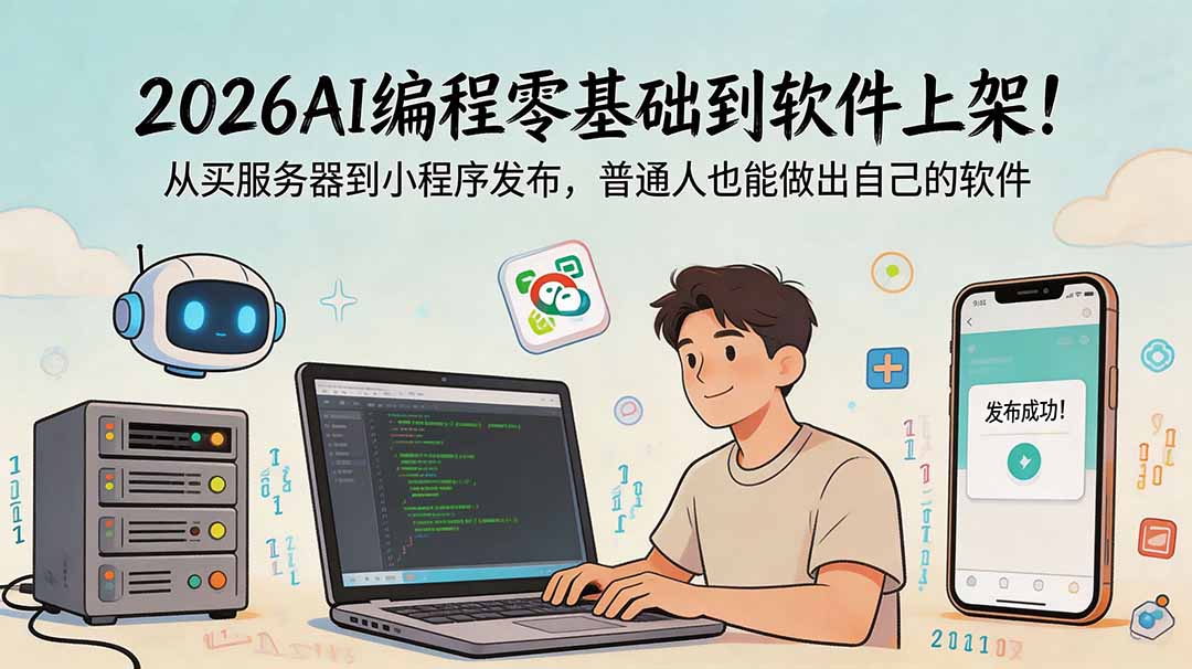 2026AI编程零基础到软件上架！从买服务器到小程序发布，普通人也能做出自己的软件-HEIXMI（中国站）