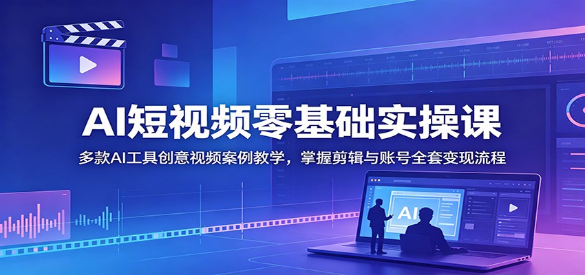 AI短视频零基础实操课：多款AI工具创意视频案例教学，掌握剪辑与账号全套变现流程-HEIXMI（中国站）