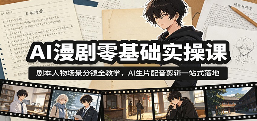 AI漫剧零基础实操课：剧本人物场景分镜全教学，AI生片配音剪辑一站式落地-HEIXMI（中国站）