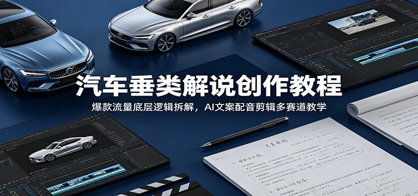 汽车垂类解说创作教程：爆款流量底层逻辑拆解，AI文案配音剪辑多赛道教学-HEIXMI（中国站）