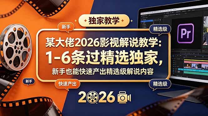某大佬2026影视解说教学：1-6条过精选独家，新手也能快速产出精选级解说内容-HEIXMI（中国站）