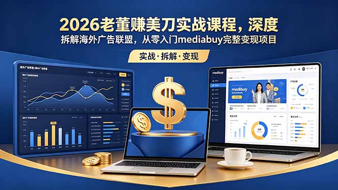 2026老董赚美刀实战课程，深度拆解海外广告联盟，从零入门mediabuy完整变现项目-HEIXMI（中国站）