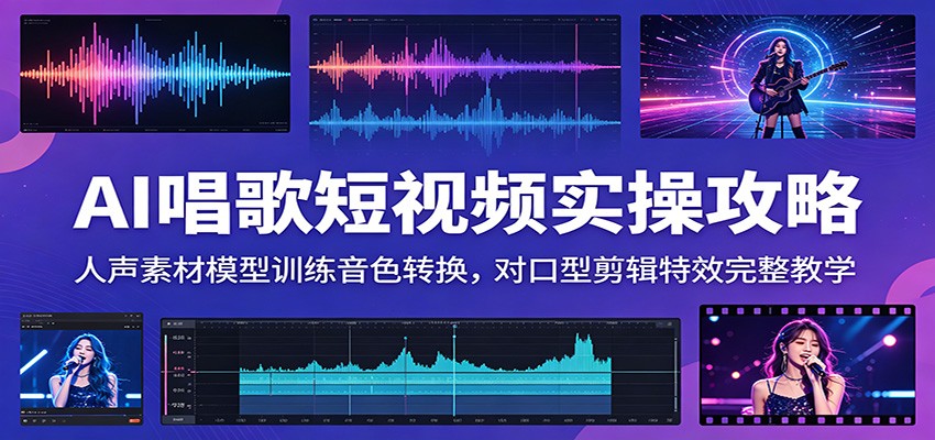 AI唱歌短视频实操攻略：人声素材模型训练音色转换，对口型剪辑特效完整教学-HEIXMI（中国站）