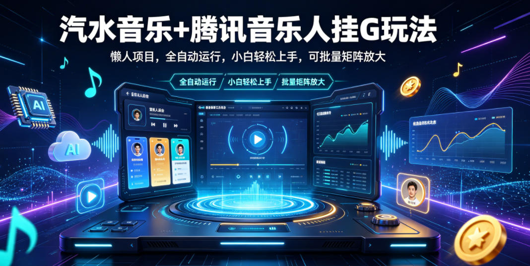 汽水音乐+腾讯音乐人挂G玩法，懒人项目，全自动运行，小白轻松上手，可批量矩阵放大【揭秘】-HEIXMI（中国站）