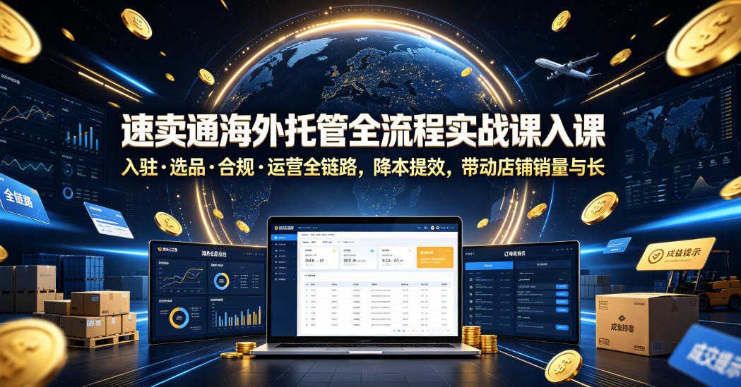 速卖通海外托管全流程实战课入驻・选品・合规・运营全链路，降本提效，带动店铺销量与收益增长-HEIXMI（中国站）