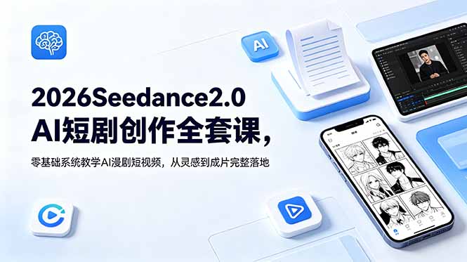 2026Seedance2.0AI短剧创作全套课，零基础系统教学AI漫剧短视频，从灵感到成片完整落地-HEIXMI（中国站）
