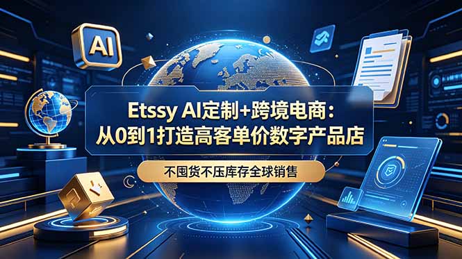 Etsy AI定制+跨境电商：从0到1打造高客单价数字产品店，不囤货不压库存全球销售-HEIXMI（中国站）