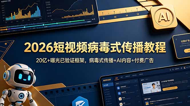 2026短视频病毒式传播教程：20亿+曝光已验证框架，病毒式传播+AI内容+付费广告-HEIXMI（中国站）