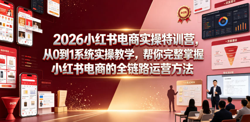 2026小红书电商实操特训营，从0到1系统实操教学，帮你完整掌握小红书电商的全链路运营方法-HEIXMI（中国站）