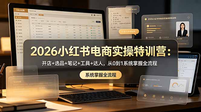 2026小红书电商实操特训营：开店+选品+笔记+工具+达人，从0到1系统掌握全流程-HEIXMI（中国站）