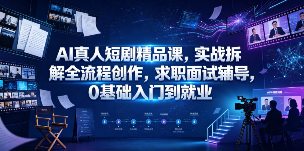 AI真人短剧精品课，实战拆解全流程创作，求职面试辅导，0基础入门到就业-HEIXMI（中国站）