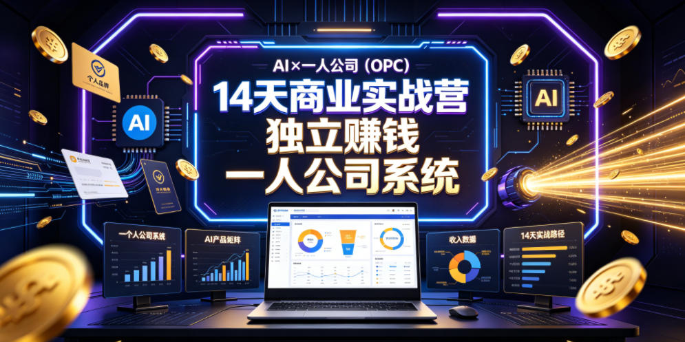 AI×一人公司(OPC)14天商业实战营，用AI帮你搭建一个属于你自己的、能独立賺钱的一人公司系统-HEIXMI（中国站）