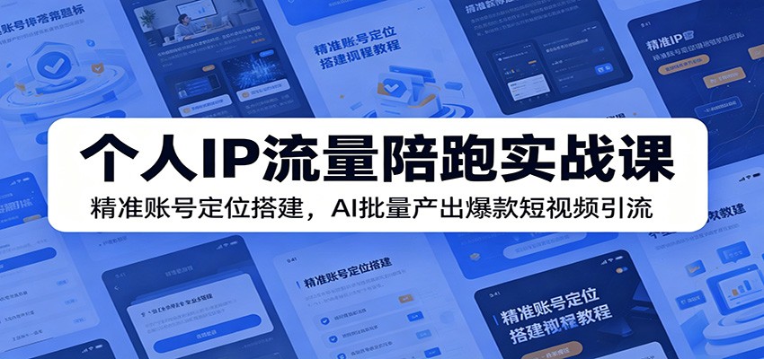 个人IP流量陪跑实战课：精准账号定位搭建，AI批量产出爆款短视频引流-HEIXMI（中国站）