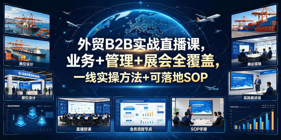 外贸B2B实战直播课，业务+管理+展会全覆盖，一线实操方法+可落地SOP-HEIXMI（中国站）