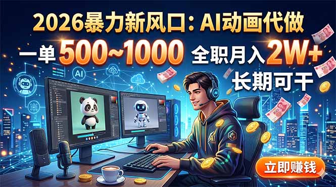 2026暴力新风口：AI动画代做，一单500~1000，全职月入2W+，长期可干-HEIXMI（中国站）