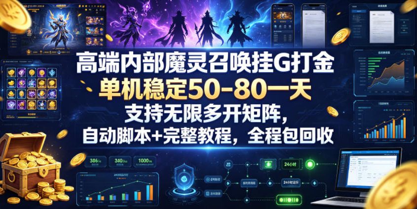 高端内部魔灵召唤挂G打金，单机稳定50-80一天，支持无限多开矩阵，自动脚本+完整教程，全程包回收【揭秘】-HEIXMI（中国站）