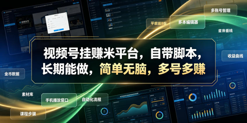 视频号挂賺米平台，自带脚本，长期能做，简单无脑，多号多賺【揭秘】-HEIXMI（中国站）