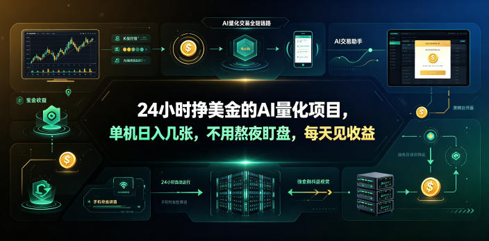 24小时挣美金的AI量化项目，单机日入几十美刀，不用熬夜盯盘，每天见收益【揭秘】-HEIXMI（中国站）