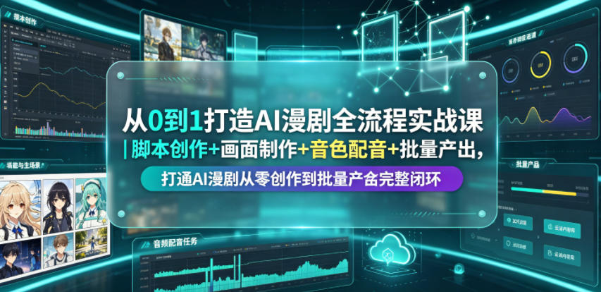 从0到1打造AI漫剧全流程实战课｜脚本创作+画面制作+音色配音+批量产出，打通AI漫剧从零创作到批量量产完整闭环-HEIXMI（中国站）