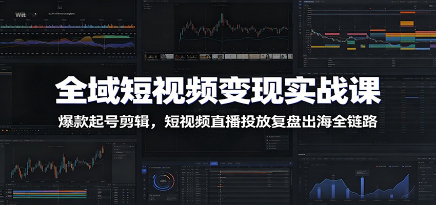 全域短视频变现实战课：爆款起号剪辑，短视频直播投放复盘出海全链路-HEIXMI（中国站）