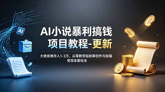 AI小说暴利搞钱项目教程-更新，大佬亲测月入1-3万，从零教学短故事创作与投稿变现全套玩法-HEIXMI（中国站）