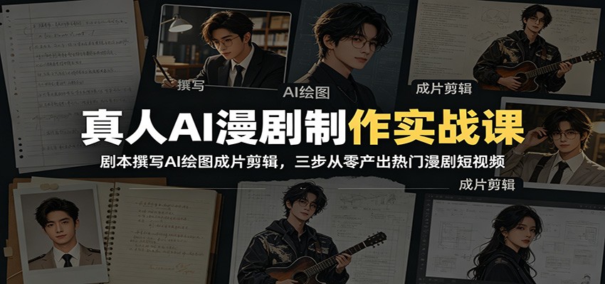 真人AI漫剧制作实战课：剧本撰写AI绘图成片剪辑，三步从零产出热门漫剧短视频-HEIXMI（中国站）