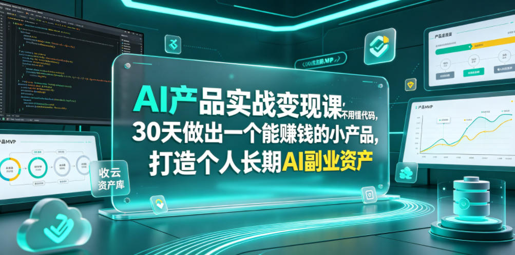 AI产品实战变现课，不用懂代码，30天做出一个能賺钱的小产品，打造个人长期AI副业资产-HEIXMI（中国站）