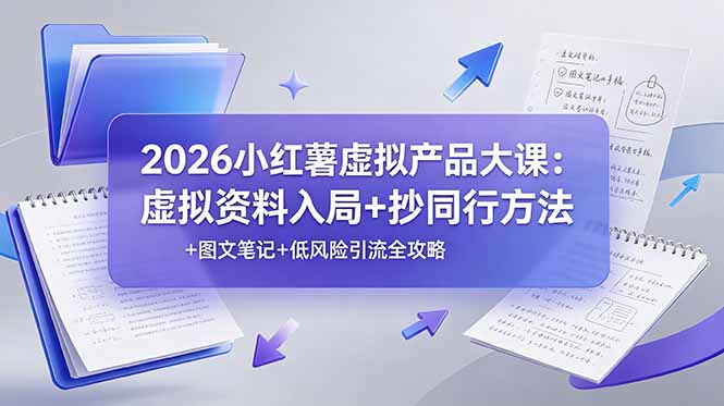 2026小红薯虚拟产品大课：虚拟资料入局+抄同行方法+图文笔记+低风险引流全攻略-HEIXMI（中国站）