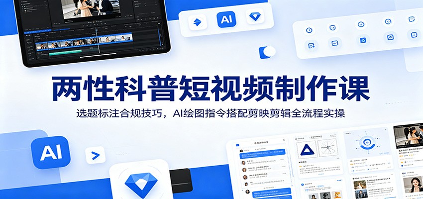 两性科普短视频制作课：选题标注合规技巧，AI绘图指令搭配剪映剪辑全流程实操-HEIXMI（中国站）