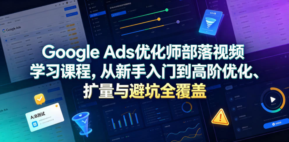 Google Ads优化师部落视频学习课程，从新手入门到高阶优化、扩量与避坑全覆盖(更新2026)-HEIXMI（中国站）