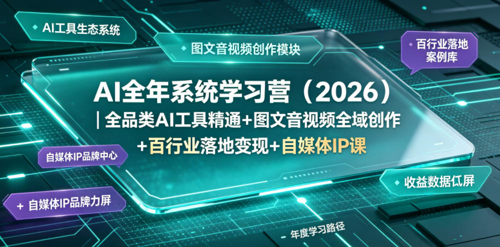 AI全年系统学习营(2026)｜全品类AI工具精通+图文音视频全域创作+百行业落地变现+自媒体IP打造年度进阶大课-HEIXMI（中国站）