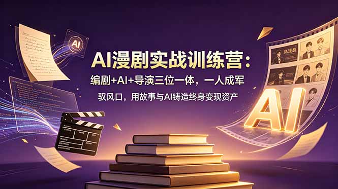 AI漫剧实战训练营：编剧+AI+导演三位一体，一人成军 驭风口，用故事与AI铸造终身变现资产-HEIXMI（中国站）