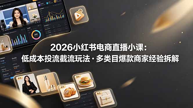 2026小红书电商直播小课，低成本投流截流玩法，多类目爆款商家经验完整拆解教学-HEIXMI（中国站）