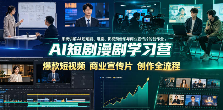 AI短剧漫剧学习营，系统讲解AI短剧、漫剧、影视预告片、爆款短视频与商业宣传片的创作全流程-HEIXMI（中国站）