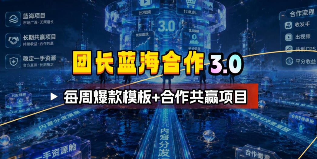 团长蓝海合作3.0，每周爆款模板+合作共赢项目-HEIXMI（中国站）