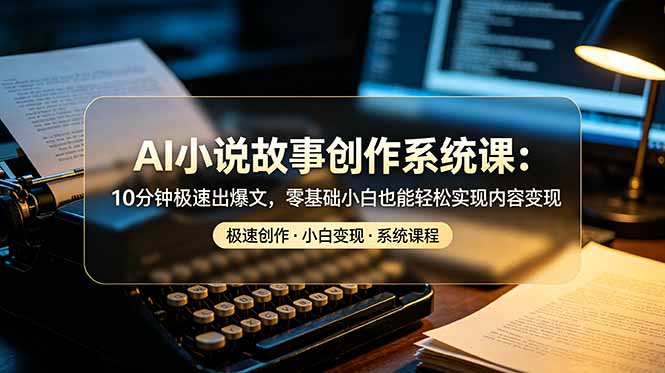 AI小说故事创作系统课：10分钟极速出爆文，零基础小白也能轻松实现内容变现-HEIXMI（中国站）